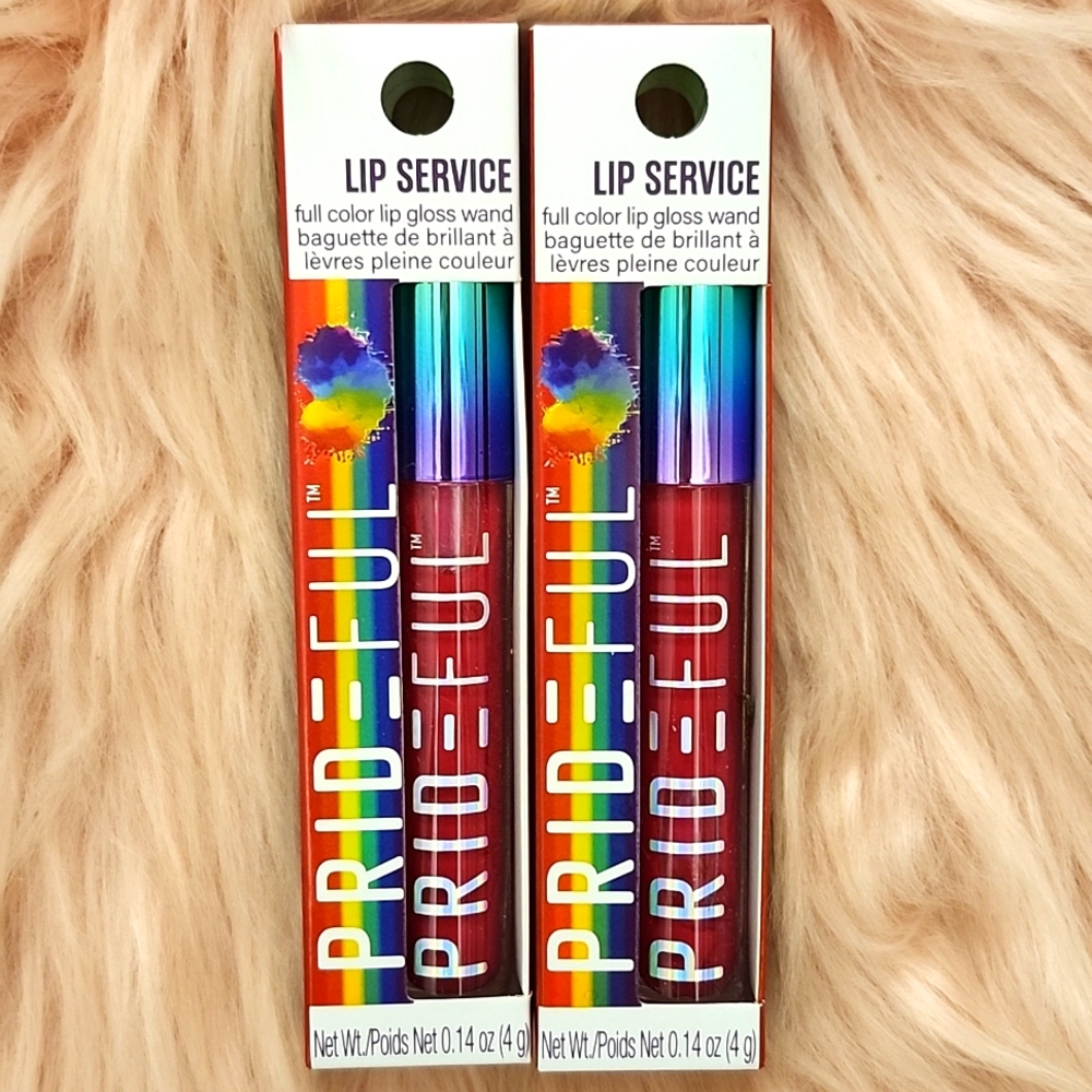 Brand New PRIDEFUL LIP SERVICE FULL COLOR LIP GLOSS WAND-2CT